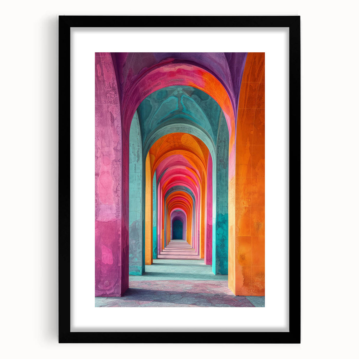 Vibrant Brutalist Wall Art | Colorful Geometric Arches in Concrete Design
