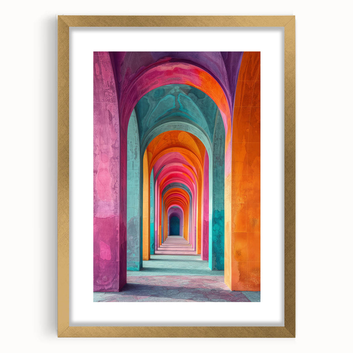 Vibrant Brutalist Wall Art | Colorful Geometric Arches in Concrete Design