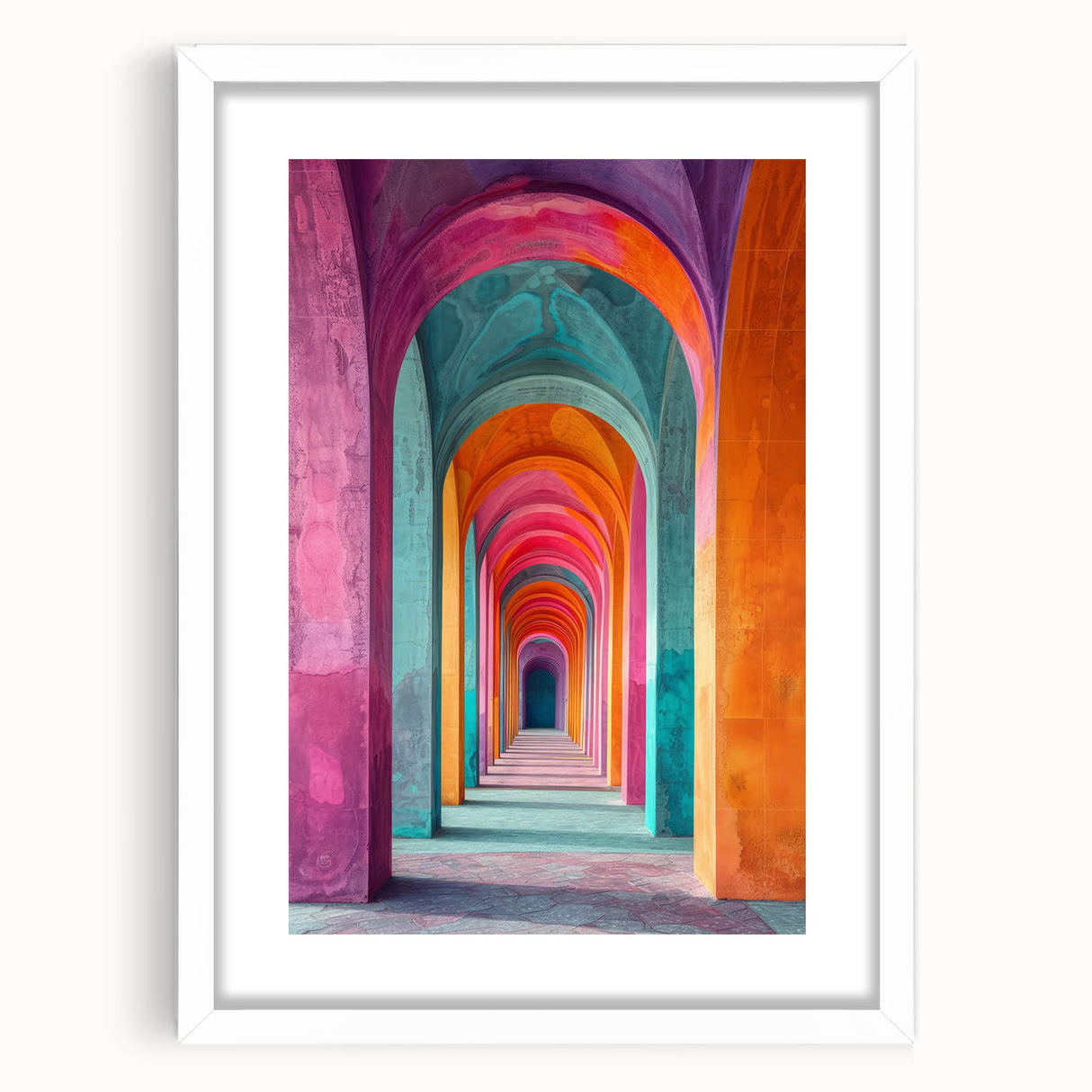 Vibrant Brutalist Wall Art | Colorful Geometric Arches in Concrete Design