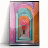 Vibrant Brutalist Wall Art | Colorful Geometric Arches in Concrete Design