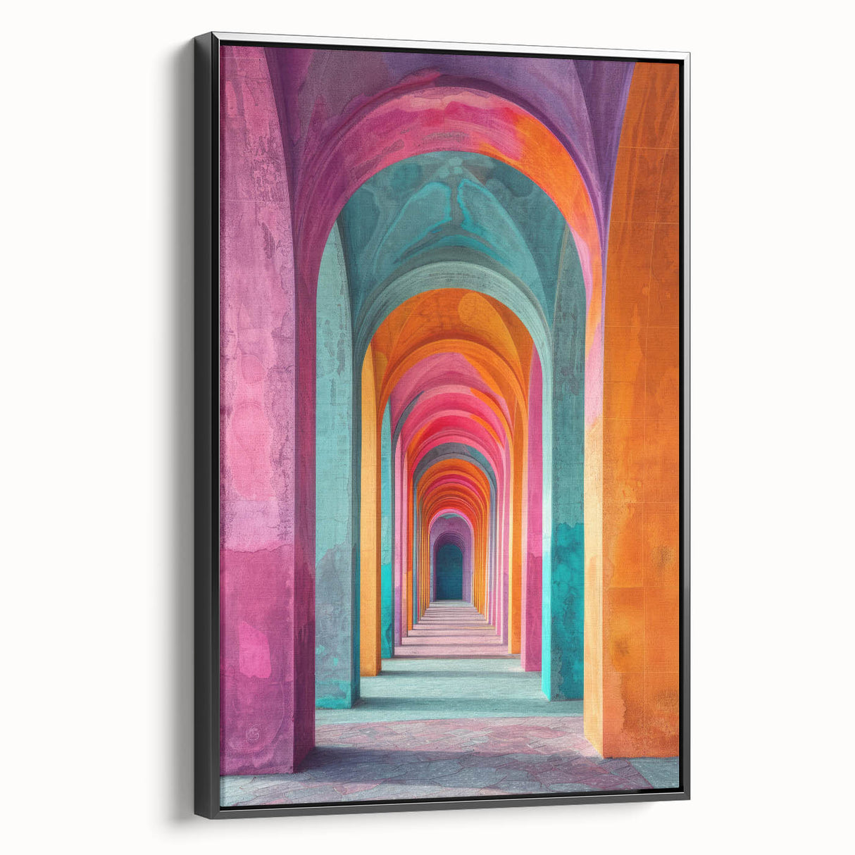 Vibrant Brutalist Wall Art | Colorful Geometric Arches in Concrete Design
