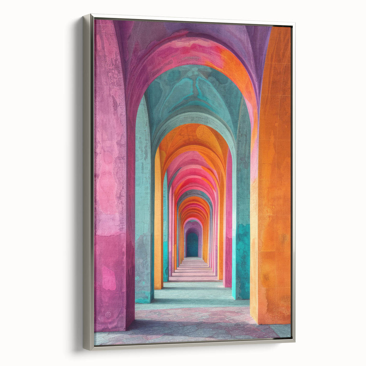 Vibrant Brutalist Wall Art | Colorful Geometric Arches in Concrete Design