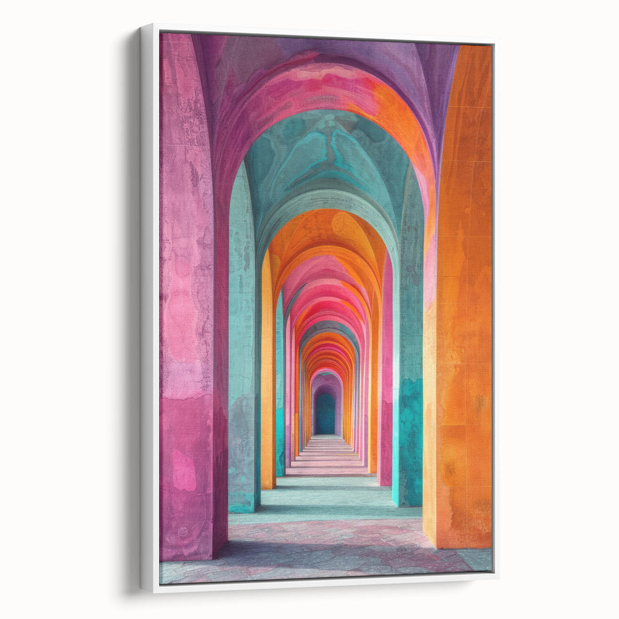 Vibrant Brutalist Wall Art | Colorful Geometric Arches in Concrete Design