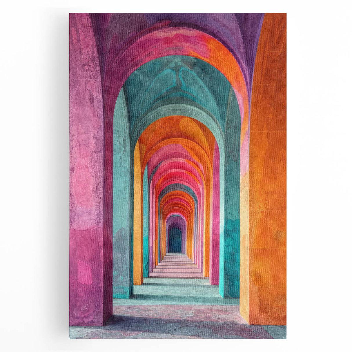 Vibrant Brutalist Wall Art | Colorful Geometric Arches in Concrete Design
