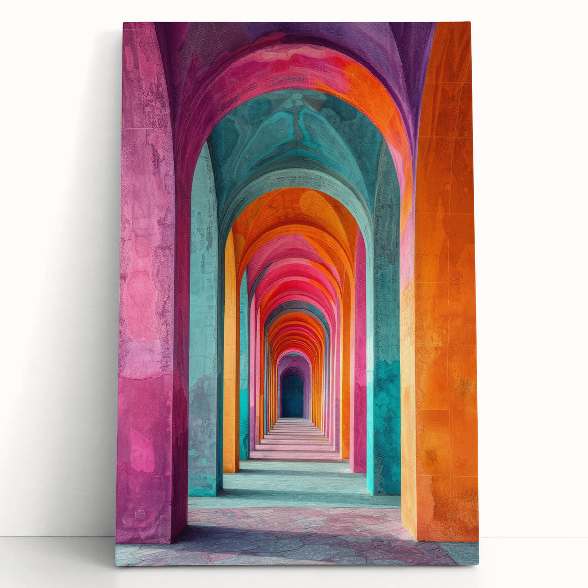 Vibrant Brutalist Wall Art | Colorful Geometric Arches in Concrete Design