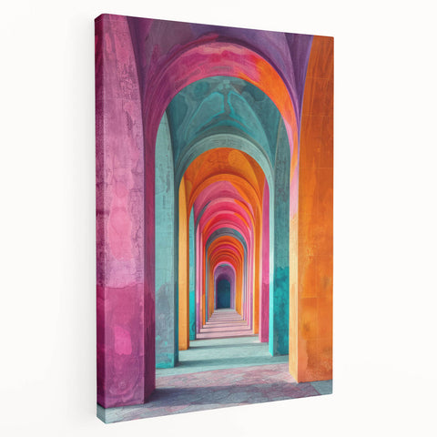 Vibrant Brutalist Wall Art | Colorful Geometric Arches in Concrete Design