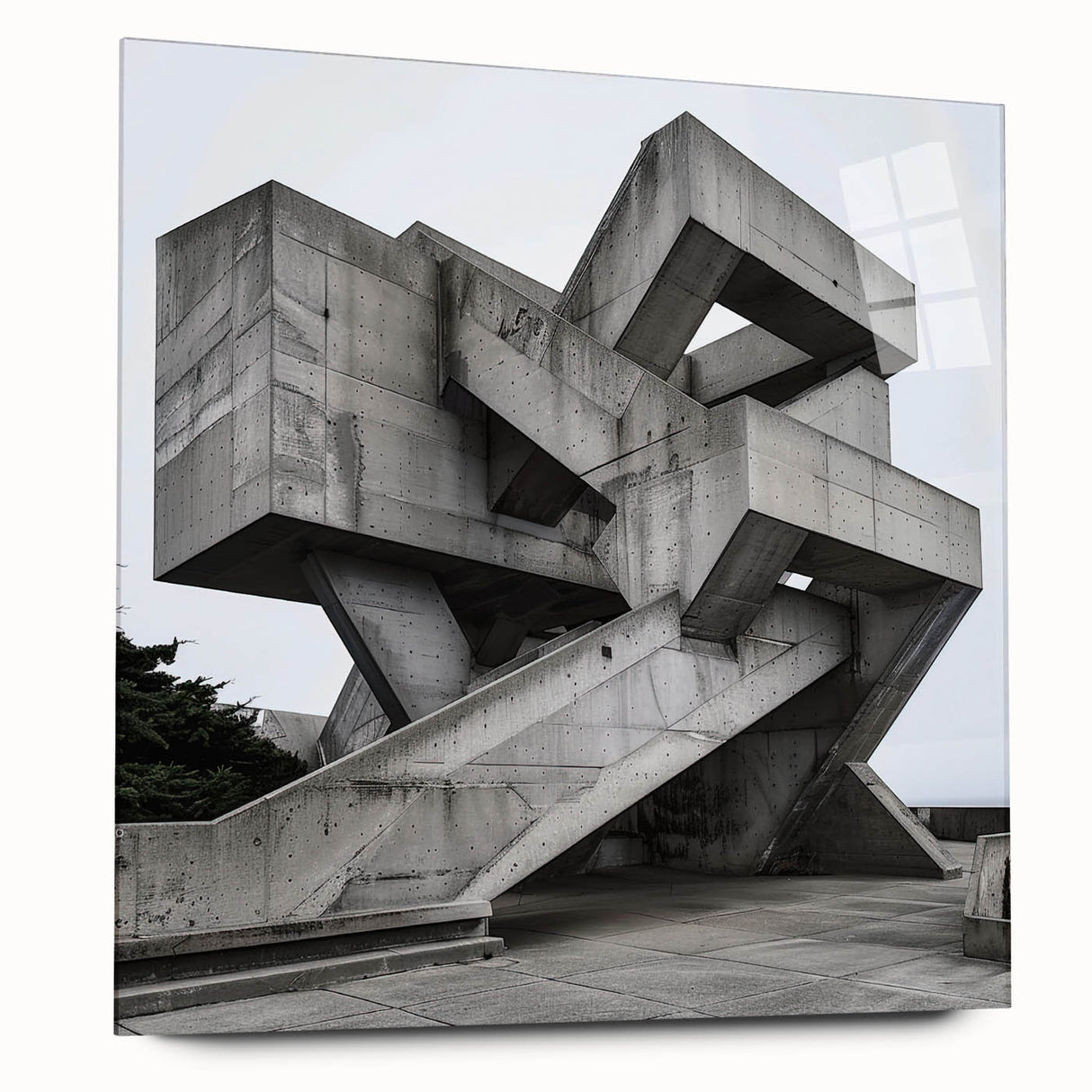 Brutalist Wall Art | Geometric Concrete Structure | Industrial Design Print