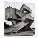 Brutalist Wall Art | Geometric Concrete Structure | Industrial Design Print