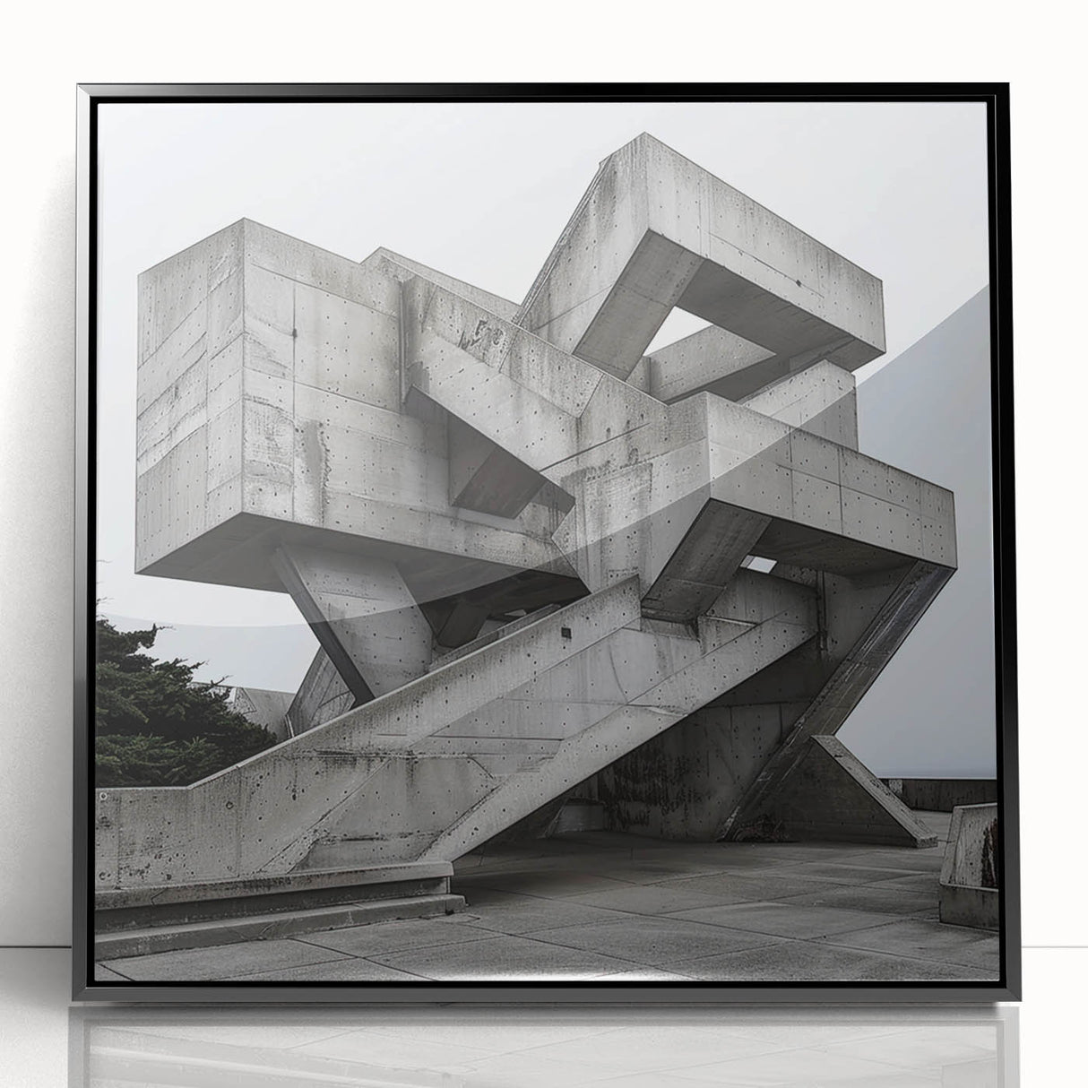 Brutalist Wall Art | Geometric Concrete Structure | Industrial Design Print