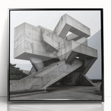 Brutalist Wall Art | Geometric Concrete Structure | Industrial Design Print