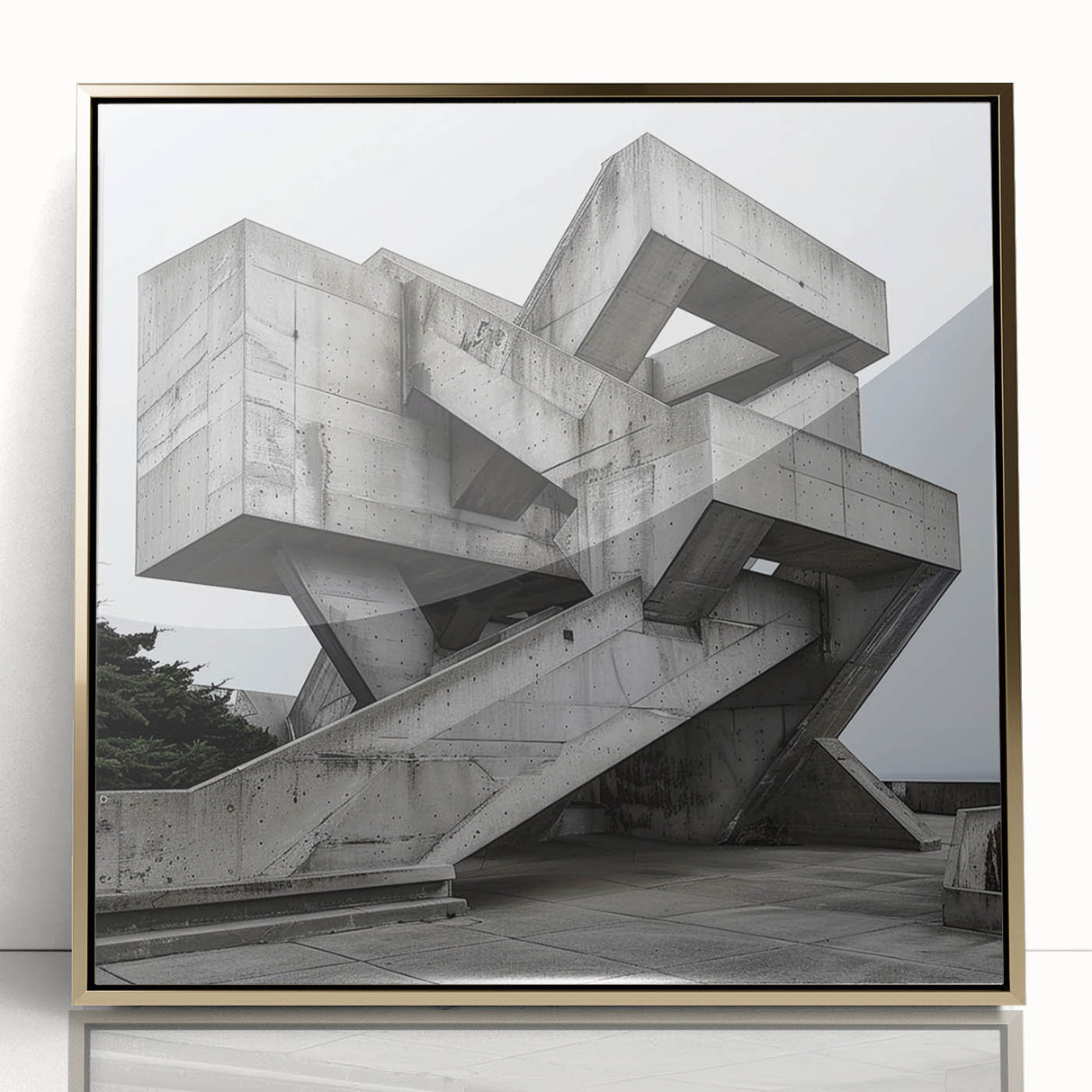 Brutalist Wall Art | Geometric Concrete Structure | Industrial Design Print