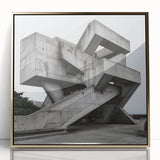 Brutalist Wall Art | Geometric Concrete Structure | Industrial Design Print