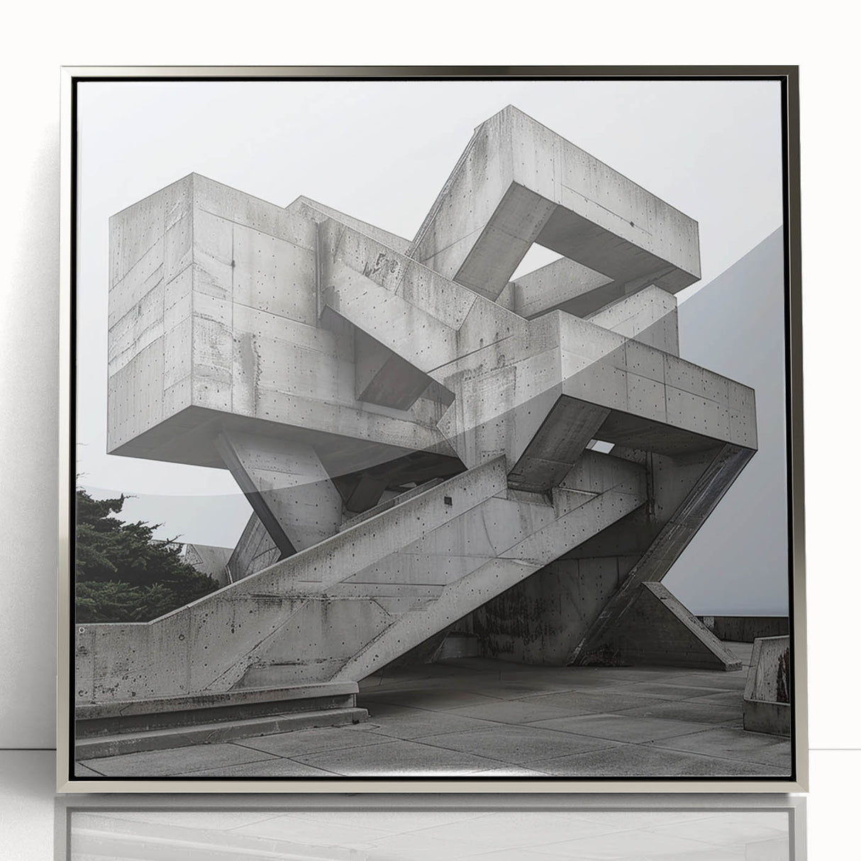 Brutalist Wall Art | Geometric Concrete Structure | Industrial Design Print