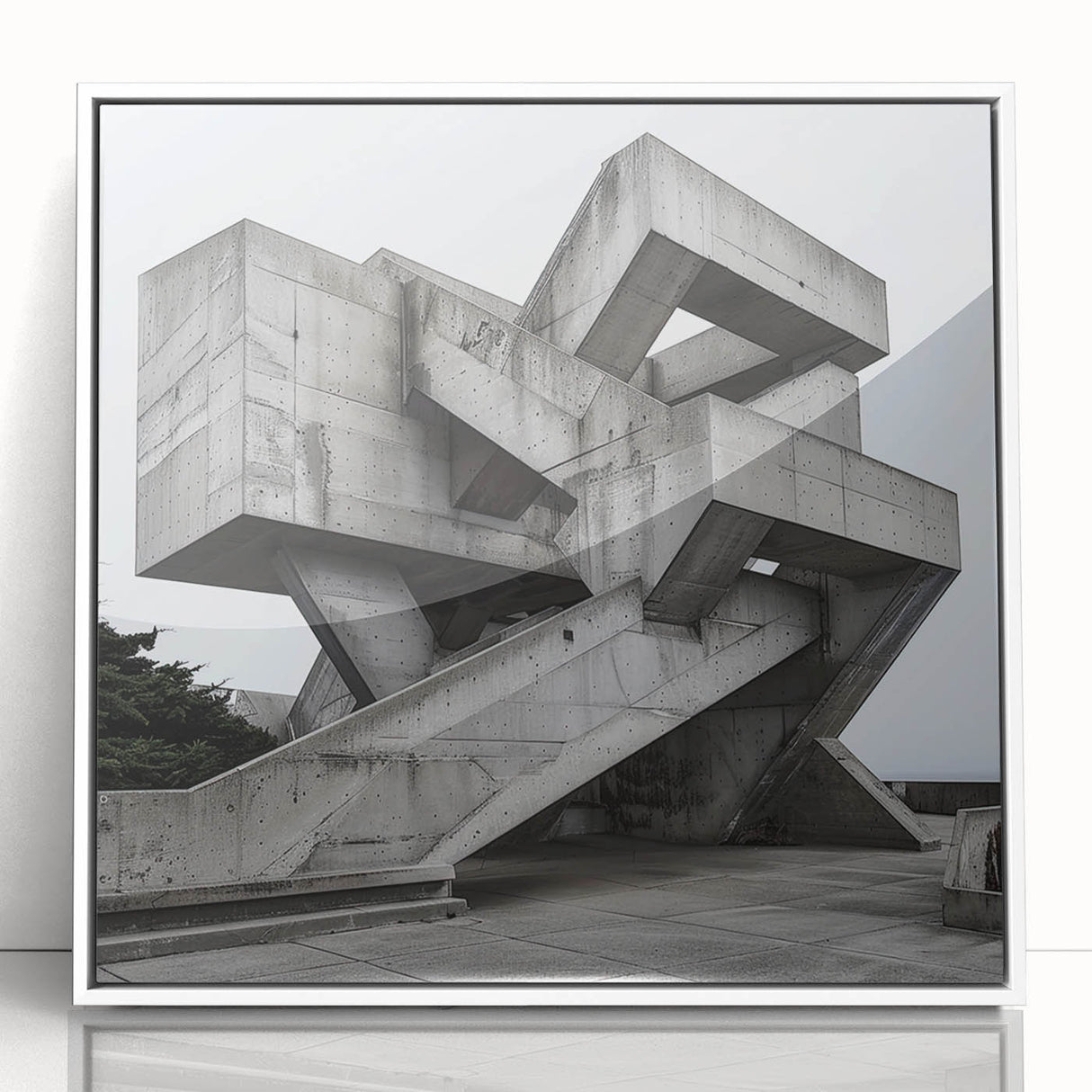 Brutalist Wall Art | Geometric Concrete Structure | Industrial Design Print