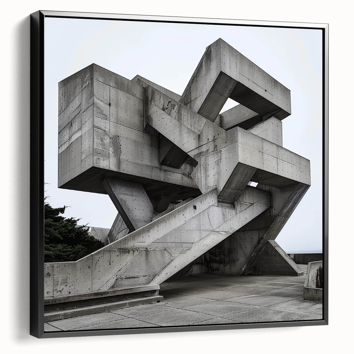 Brutalist Wall Art | Geometric Concrete Structure | Industrial Design Print
