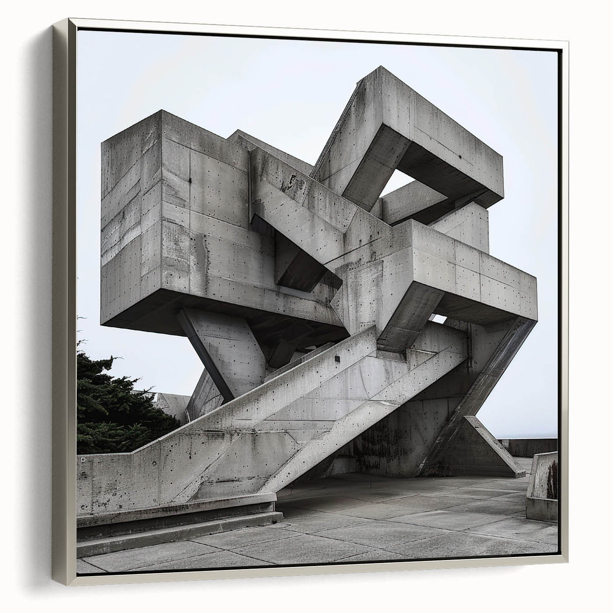 Brutalist Wall Art | Geometric Concrete Structure | Industrial Design Print
