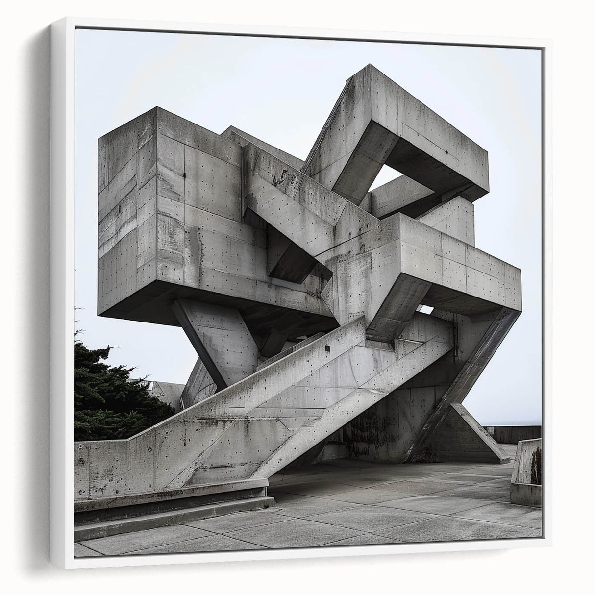 Brutalist Wall Art | Geometric Concrete Structure | Industrial Design Print
