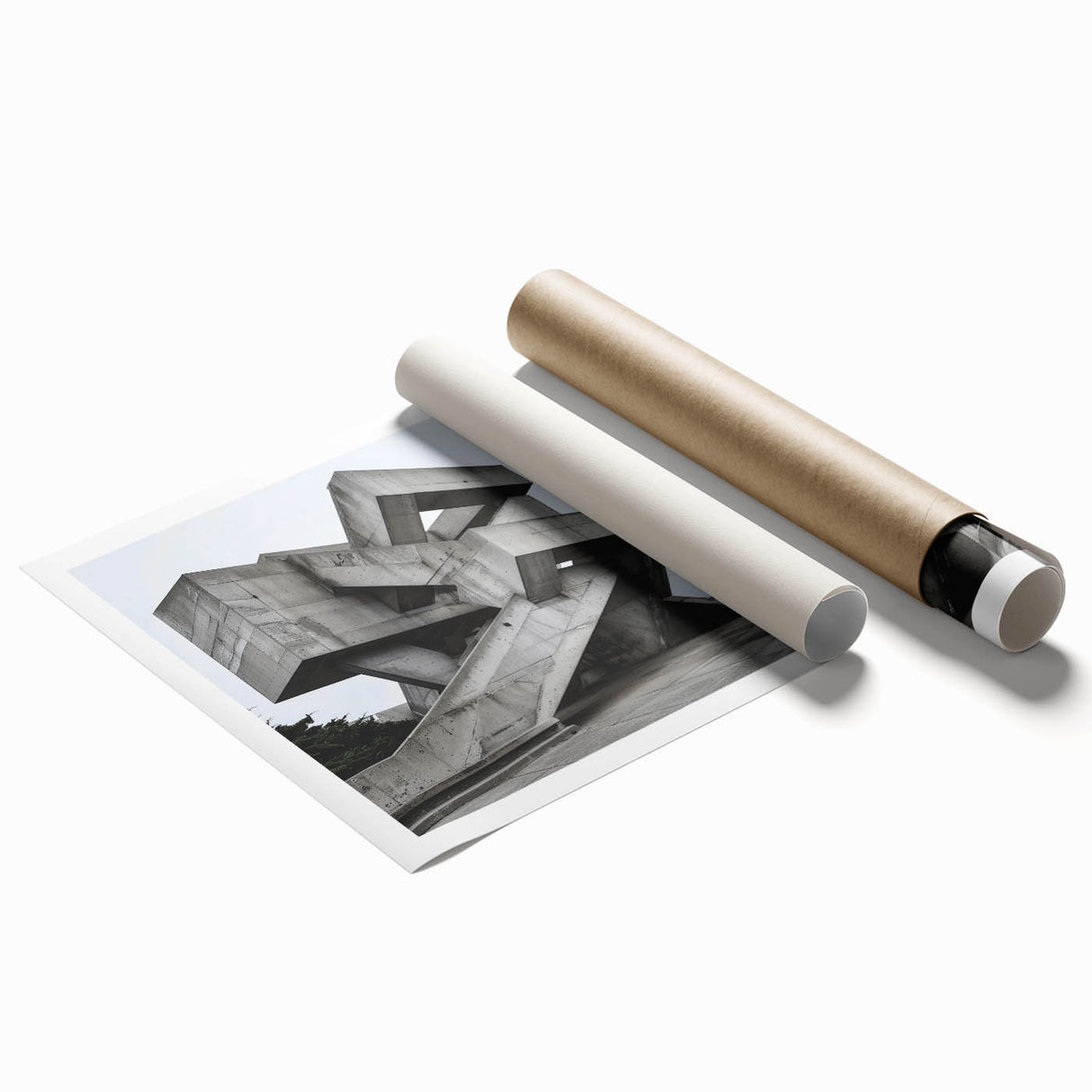 Brutalist Wall Art | Geometric Concrete Structure | Industrial Design Print