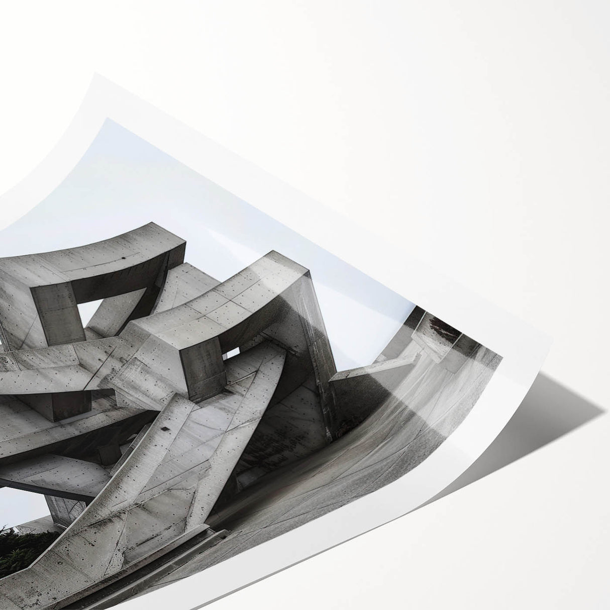 Brutalist Wall Art | Geometric Concrete Structure | Industrial Design Print