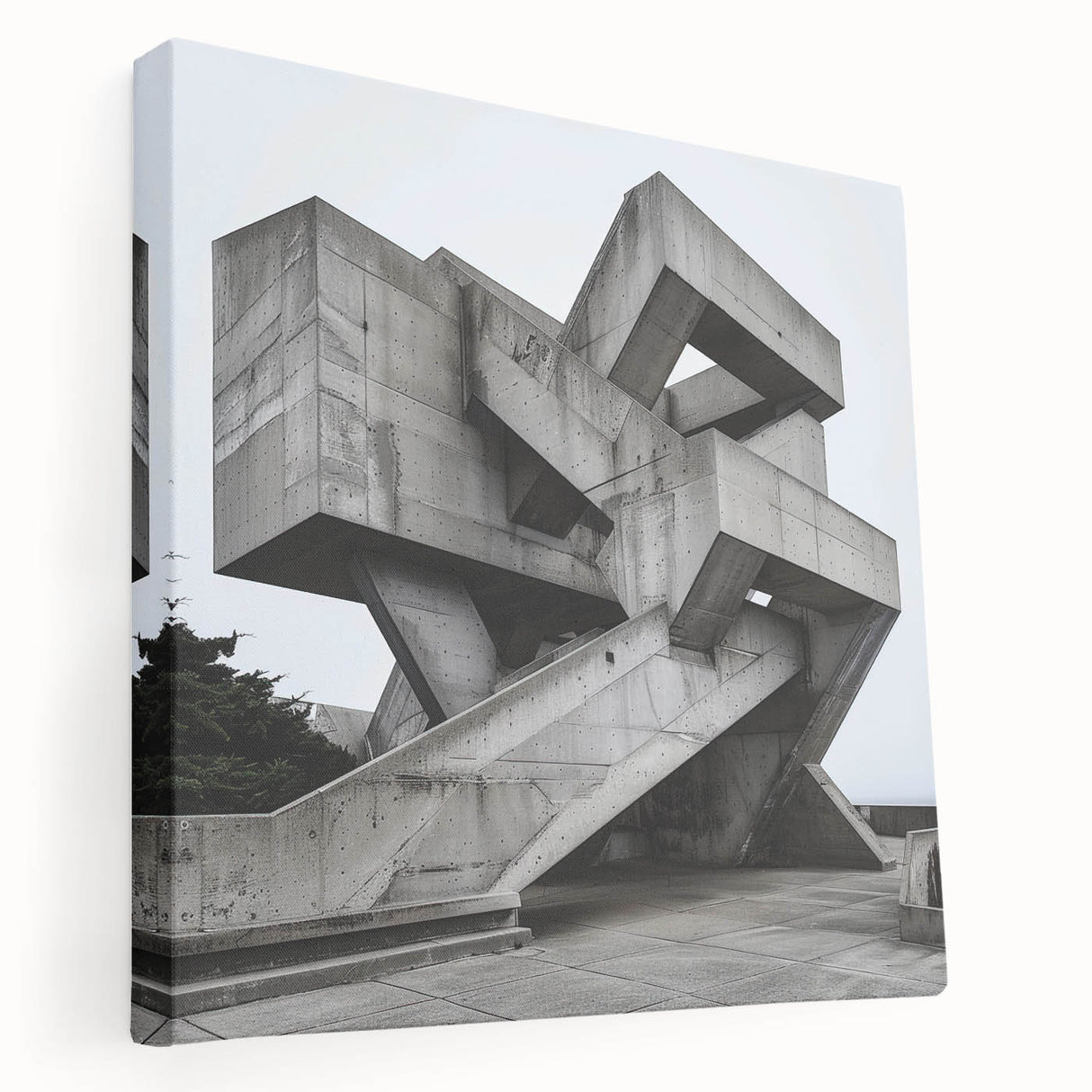 Brutalist Wall Art | Geometric Concrete Structure | Industrial Design Print