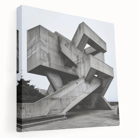 Brutalist Wall Art | Geometric Concrete Structure | Industrial Design Print