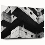 Geometric Brutalist Wall Art | Concrete Architecture in Monochrome