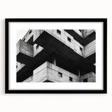 Geometric Brutalist Wall Art | Concrete Architecture in Monochrome