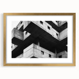 Geometric Brutalist Wall Art | Concrete Architecture in Monochrome