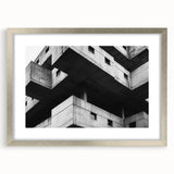 Geometric Brutalist Wall Art | Concrete Architecture in Monochrome