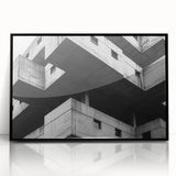 Geometric Brutalist Wall Art | Concrete Architecture in Monochrome