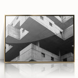 Geometric Brutalist Wall Art | Concrete Architecture in Monochrome