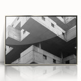 Geometric Brutalist Wall Art | Concrete Architecture in Monochrome