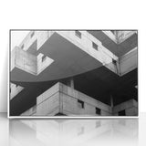 Geometric Brutalist Wall Art | Concrete Architecture in Monochrome