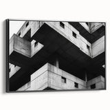 Geometric Brutalist Wall Art | Concrete Architecture in Monochrome