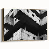 Geometric Brutalist Wall Art | Concrete Architecture in Monochrome