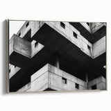 Geometric Brutalist Wall Art | Concrete Architecture in Monochrome