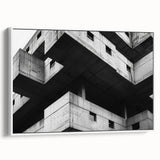 Geometric Brutalist Wall Art | Concrete Architecture in Monochrome