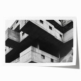 Geometric Brutalist Wall Art | Concrete Architecture in Monochrome