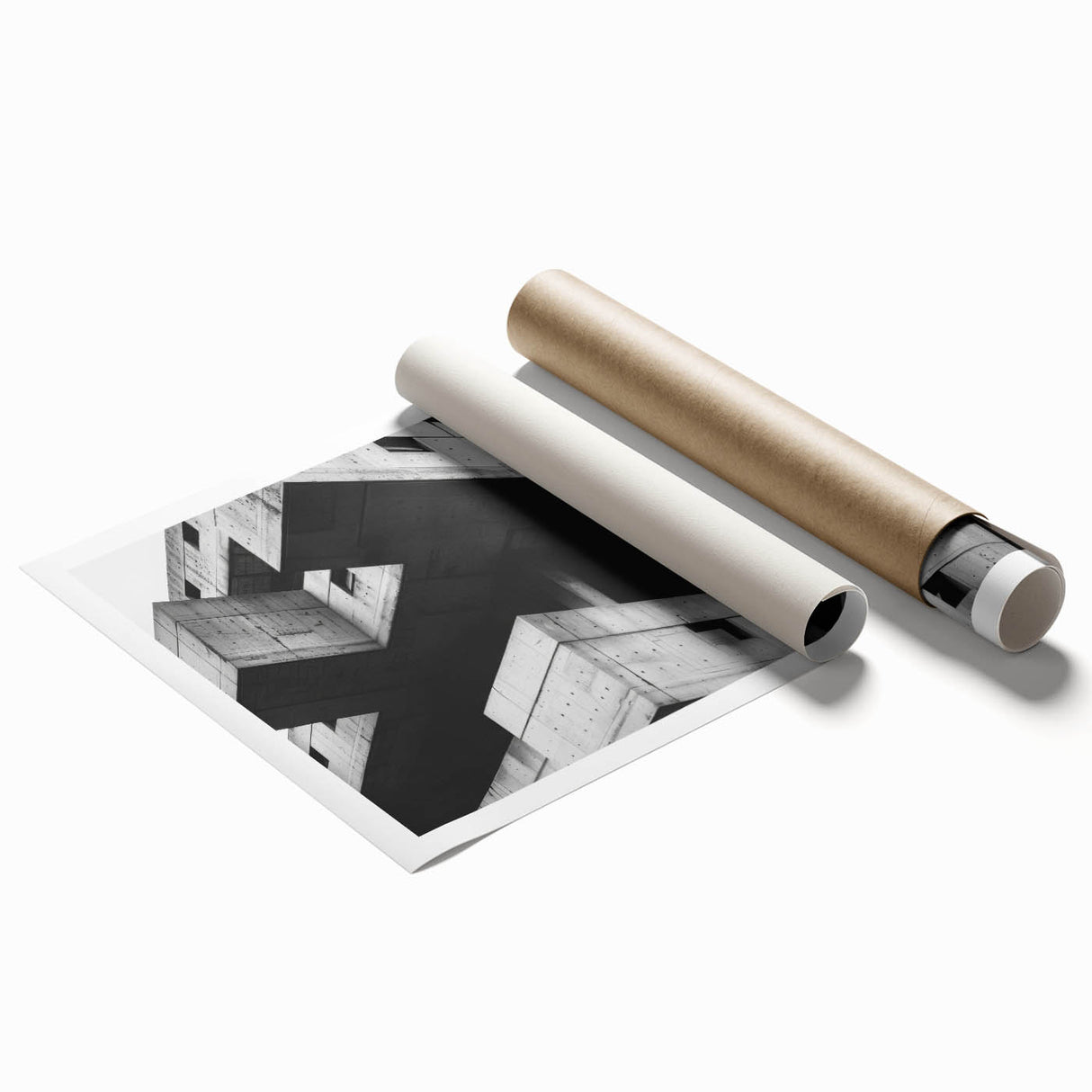 Geometric Brutalist Wall Art | Concrete Architecture in Monochrome