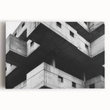 Geometric Brutalist Wall Art | Concrete Architecture in Monochrome