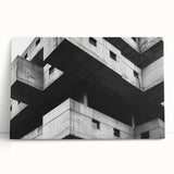 Geometric Brutalist Wall Art | Concrete Architecture in Monochrome