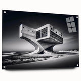 Futuristic Brutalist Wall Art | Surreal Coastal Concrete Architecture Design