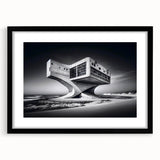 Futuristic Brutalist Wall Art | Surreal Coastal Concrete Architecture Design