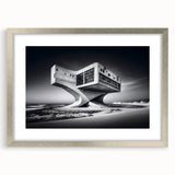 Futuristic Brutalist Wall Art | Surreal Coastal Concrete Architecture Design