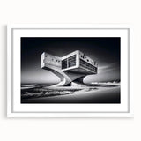 Futuristic Brutalist Wall Art | Surreal Coastal Concrete Architecture Design