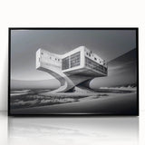 Futuristic Brutalist Wall Art | Surreal Coastal Concrete Architecture Design