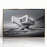 Futuristic Brutalist Wall Art | Surreal Coastal Concrete Architecture Design