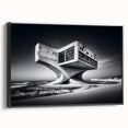 Futuristic Brutalist Wall Art | Surreal Coastal Concrete Architecture Design