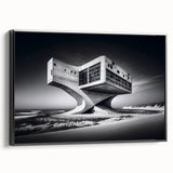Futuristic Brutalist Wall Art | Surreal Coastal Concrete Architecture Design