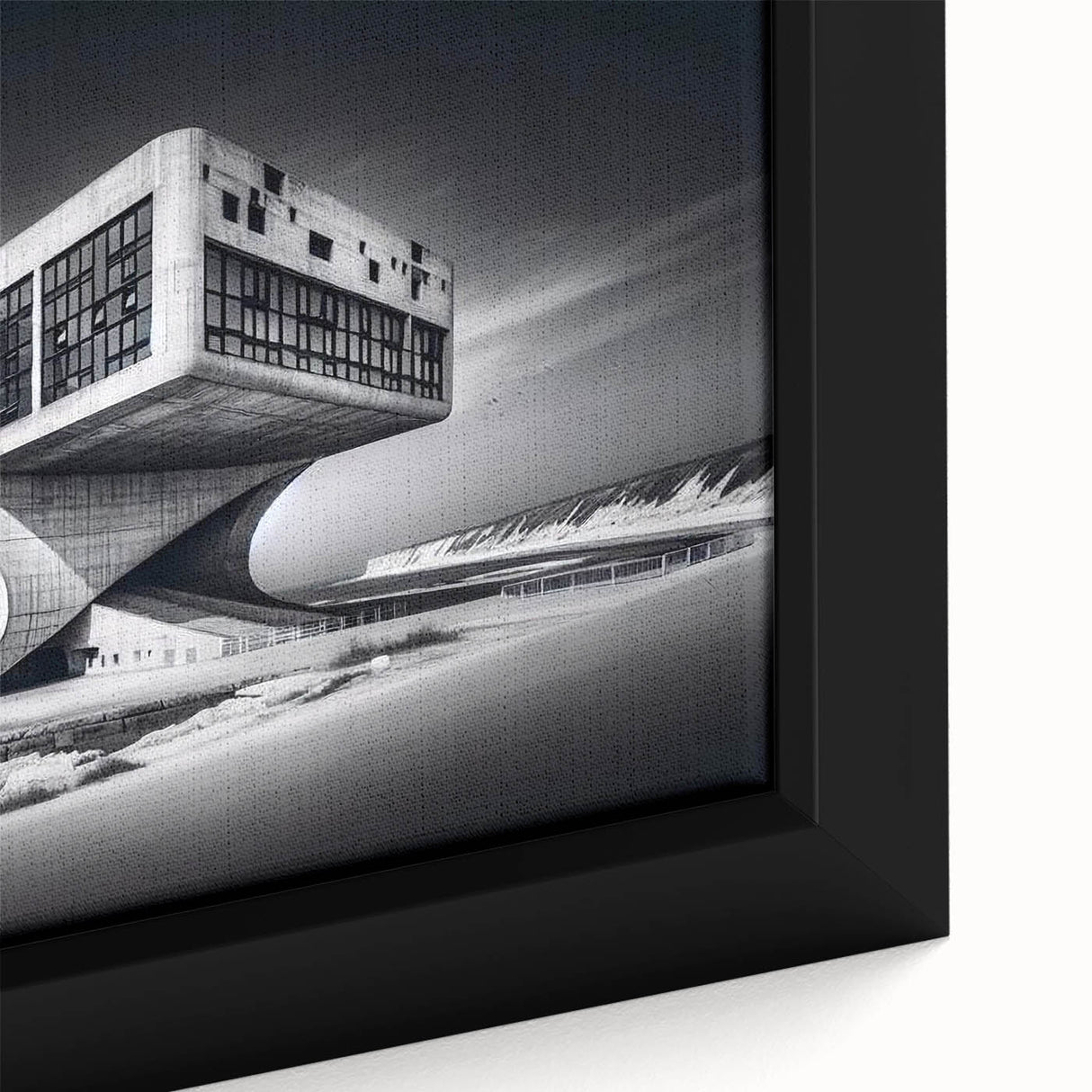 Futuristic Brutalist Wall Art | Surreal Coastal Concrete Architecture Design